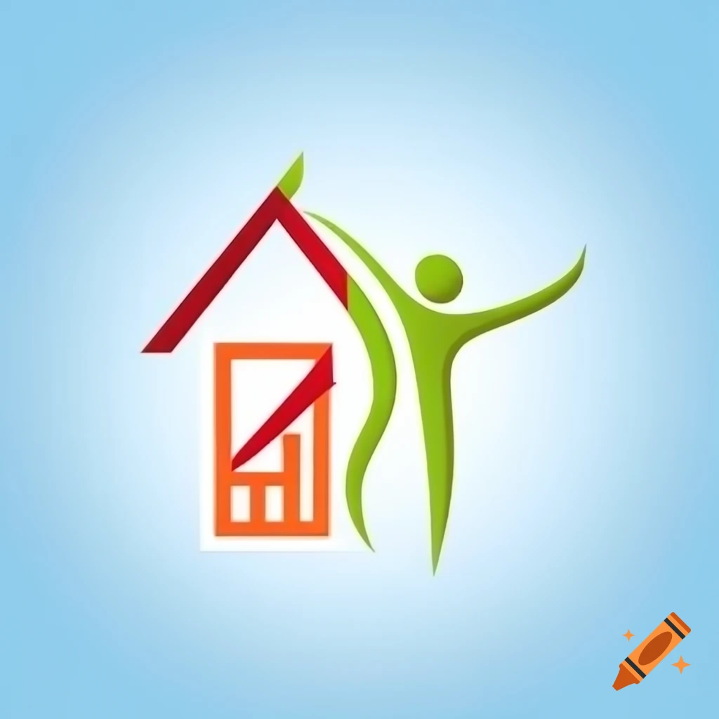 2D logo of human form with arms as roof of house