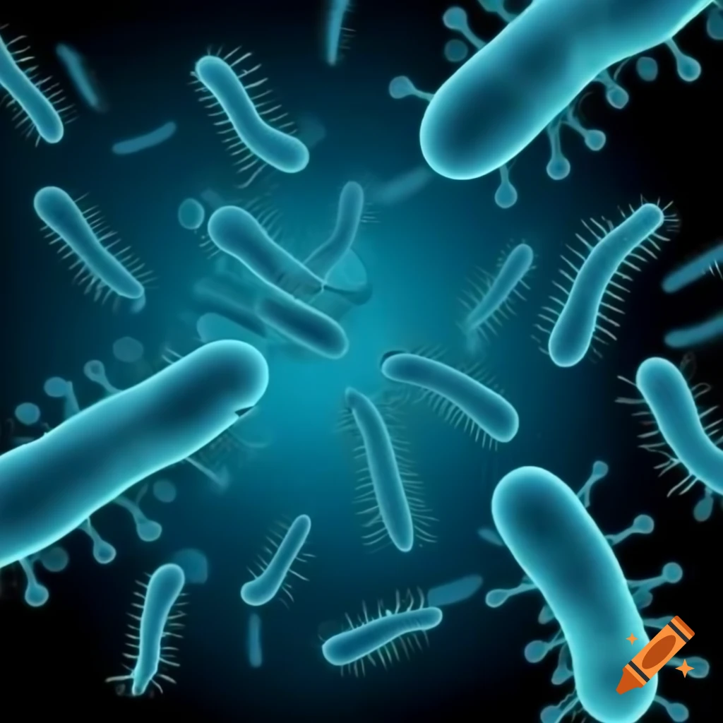 Black and white silhouettes of bacteria