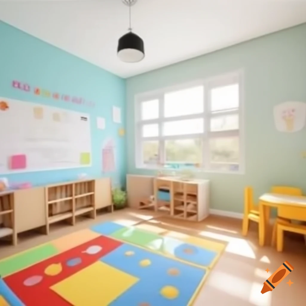 Bright and colorful daycare kindergarten nursery room