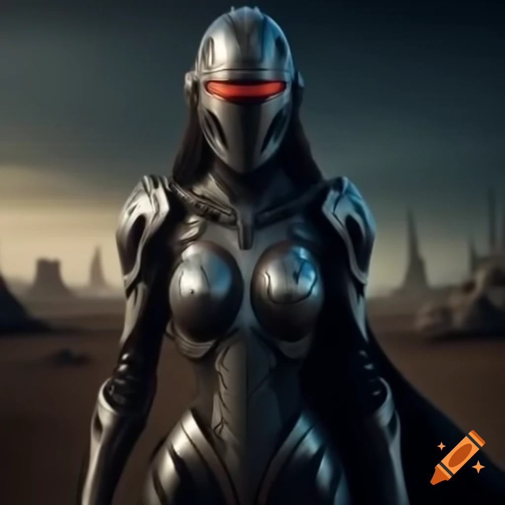 Futuristic knight in a wasteland setting