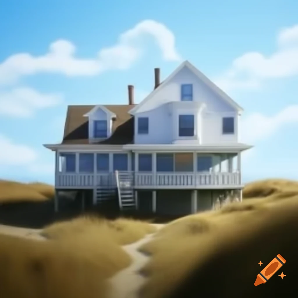 Realistic beach house overlooking the ocean