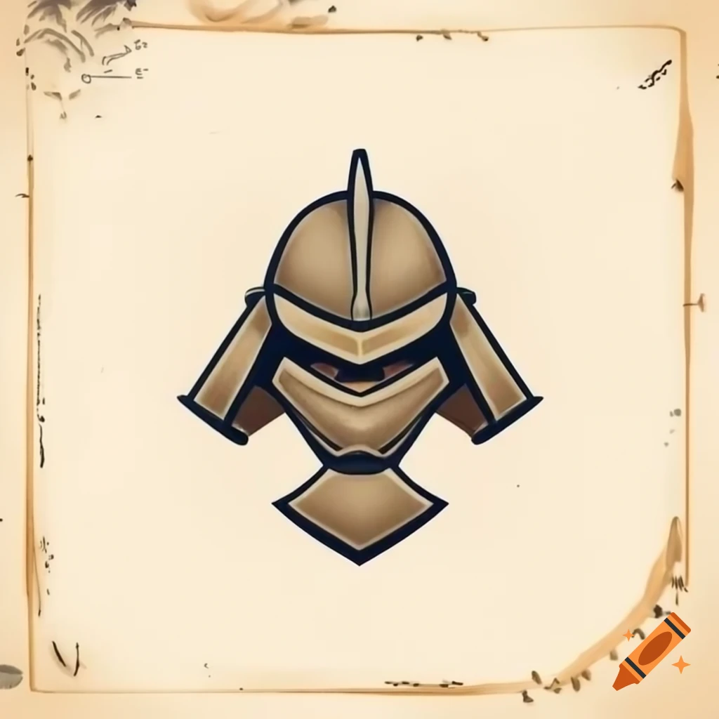 Japanese armor symbol in ink on empty vintage-style background