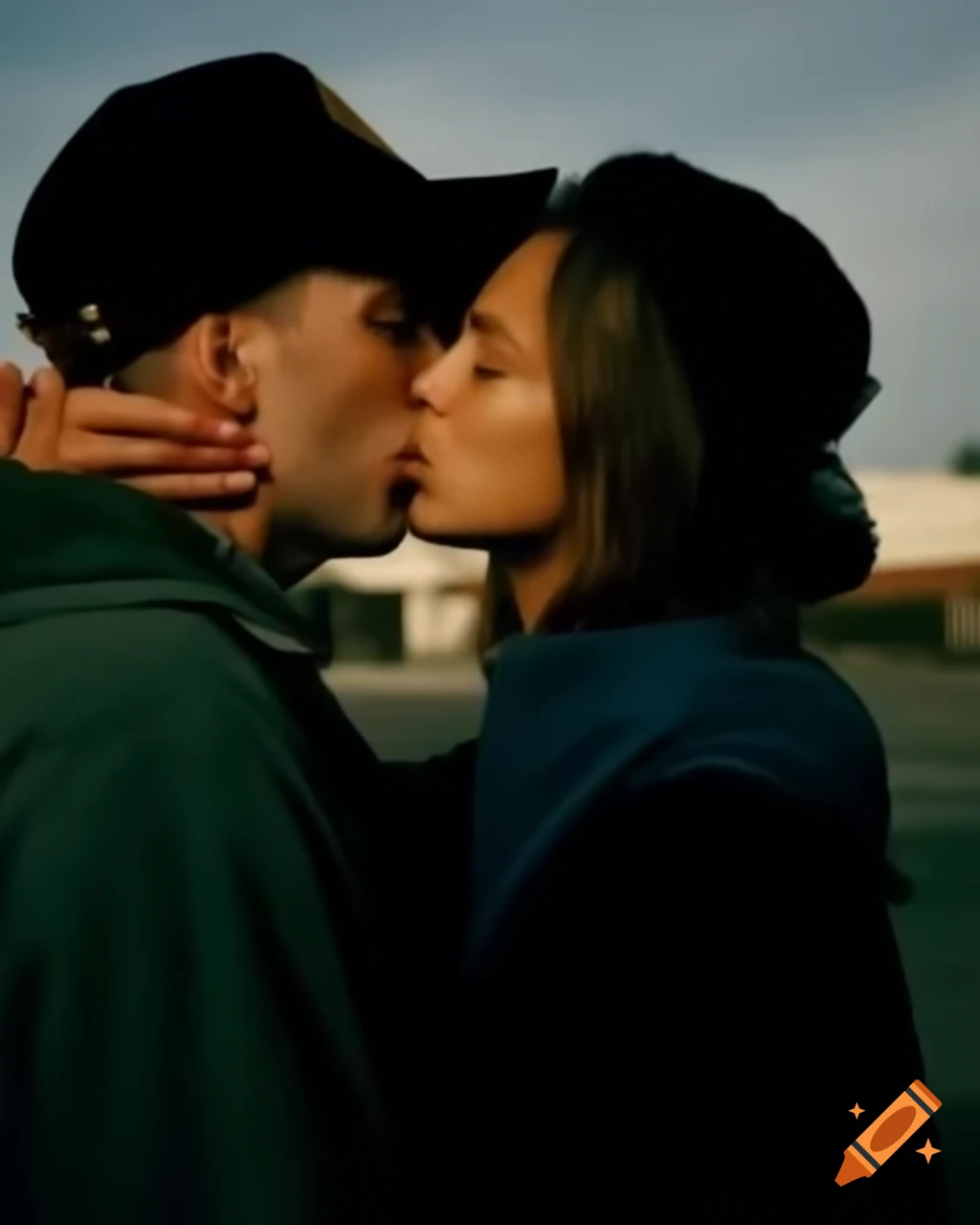 Supermodel sharing a kiss with a homeless man