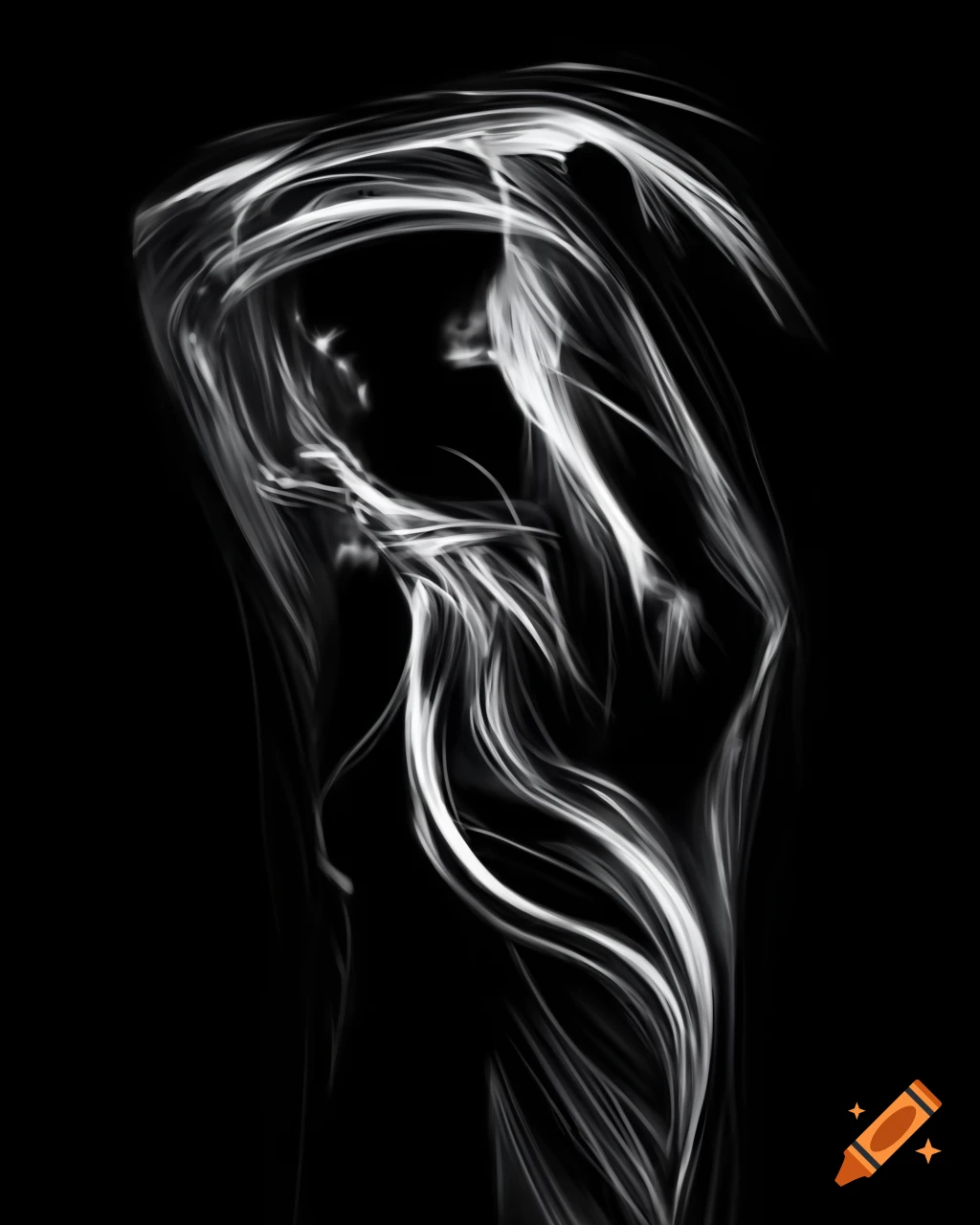 Abstract black and white pencil drawing of a woman's body with sharp lines and heavy strokes