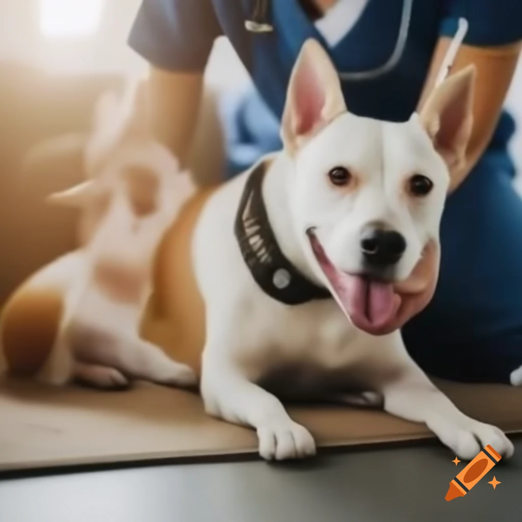 Veterinarian treating a dog