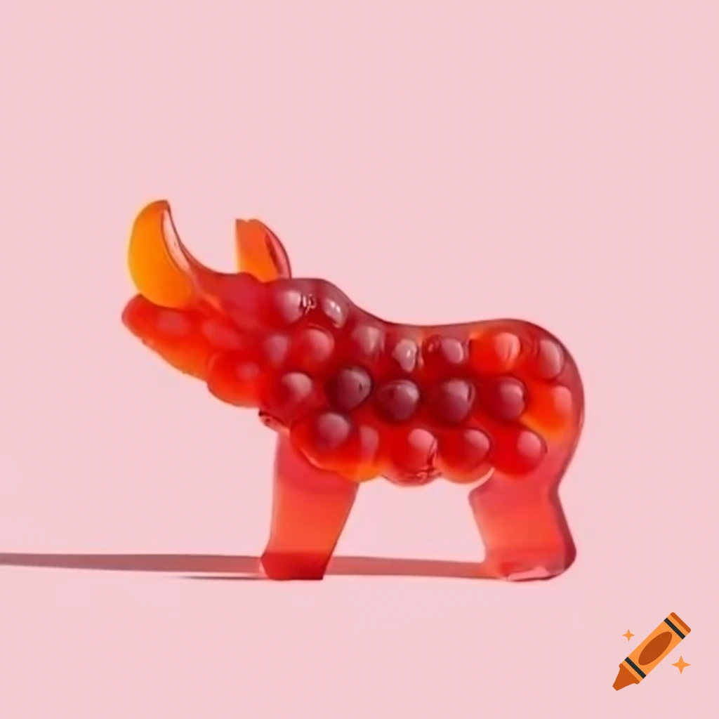 Grape gummy candy shaped like a rhinoceros