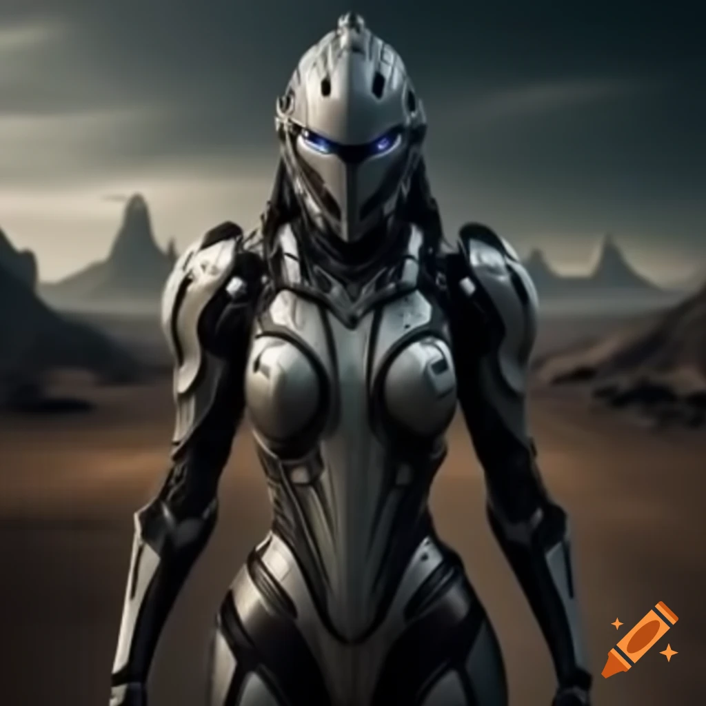 Futuristic knight in a wasteland setting
