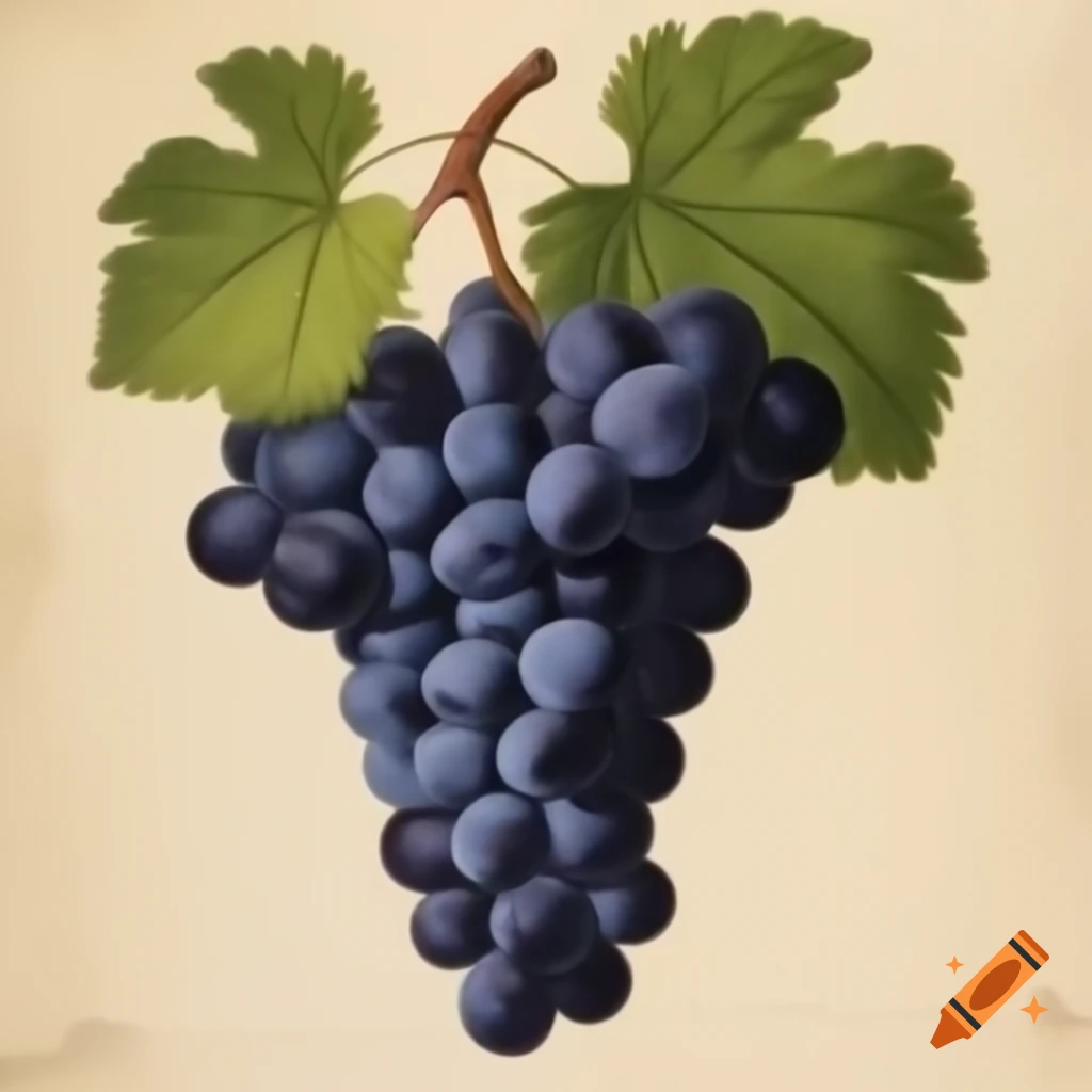 Detailed 18th century chromolithograph of grapes