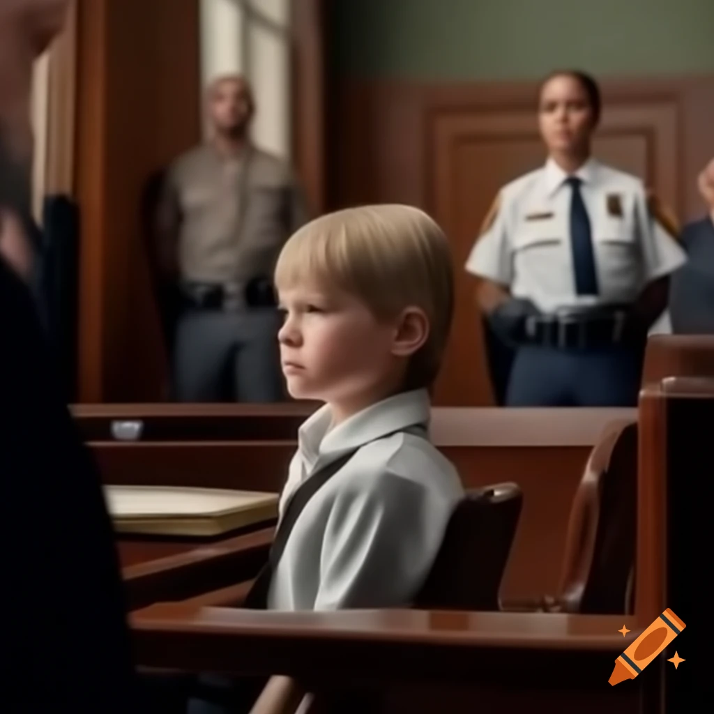 Child in courtroom for custody case with custody jurisdiction act text