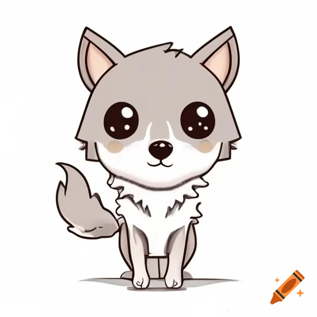 Cute wolf illustration with shading