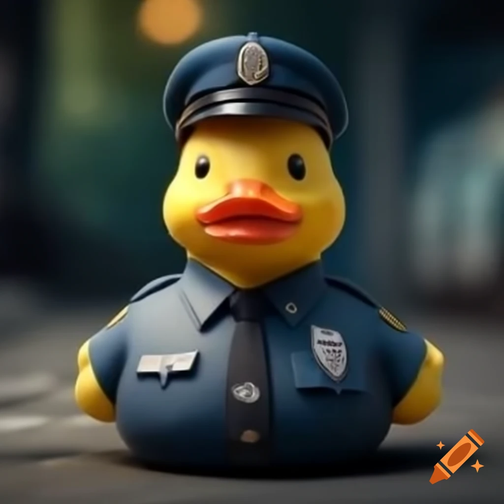 Rubber duck dressed as customs officer in uniform