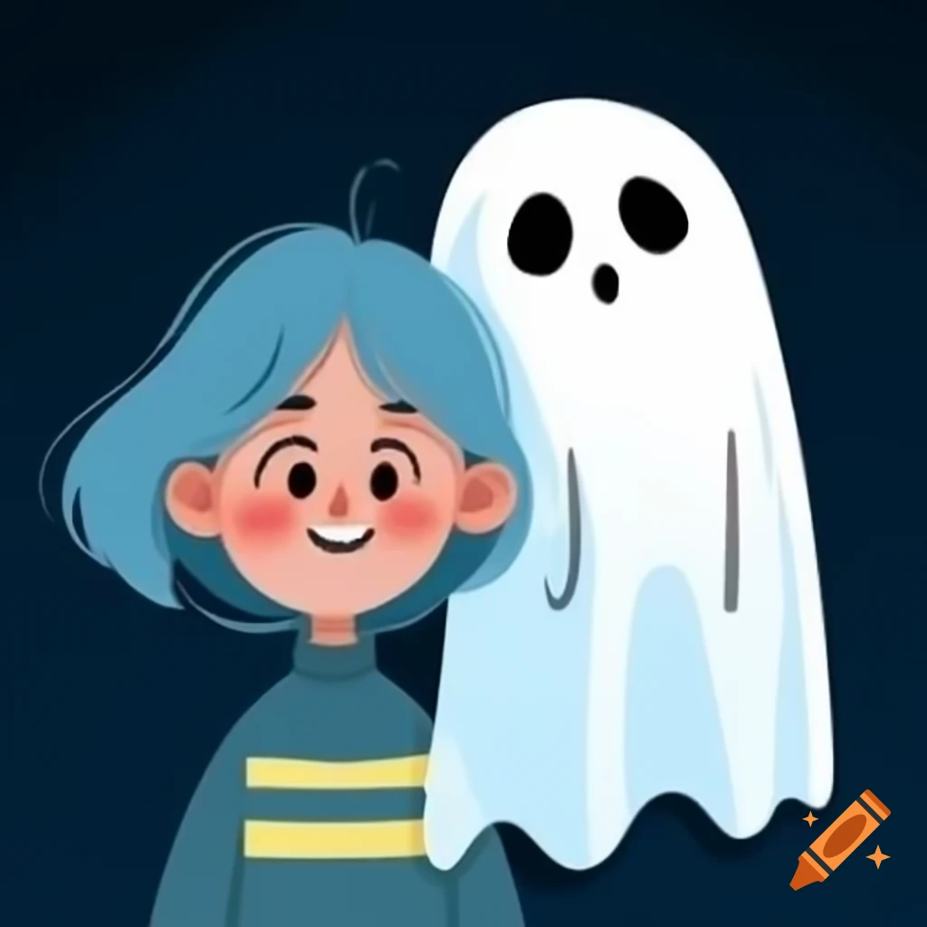 Woman interacting with a friendly ghost