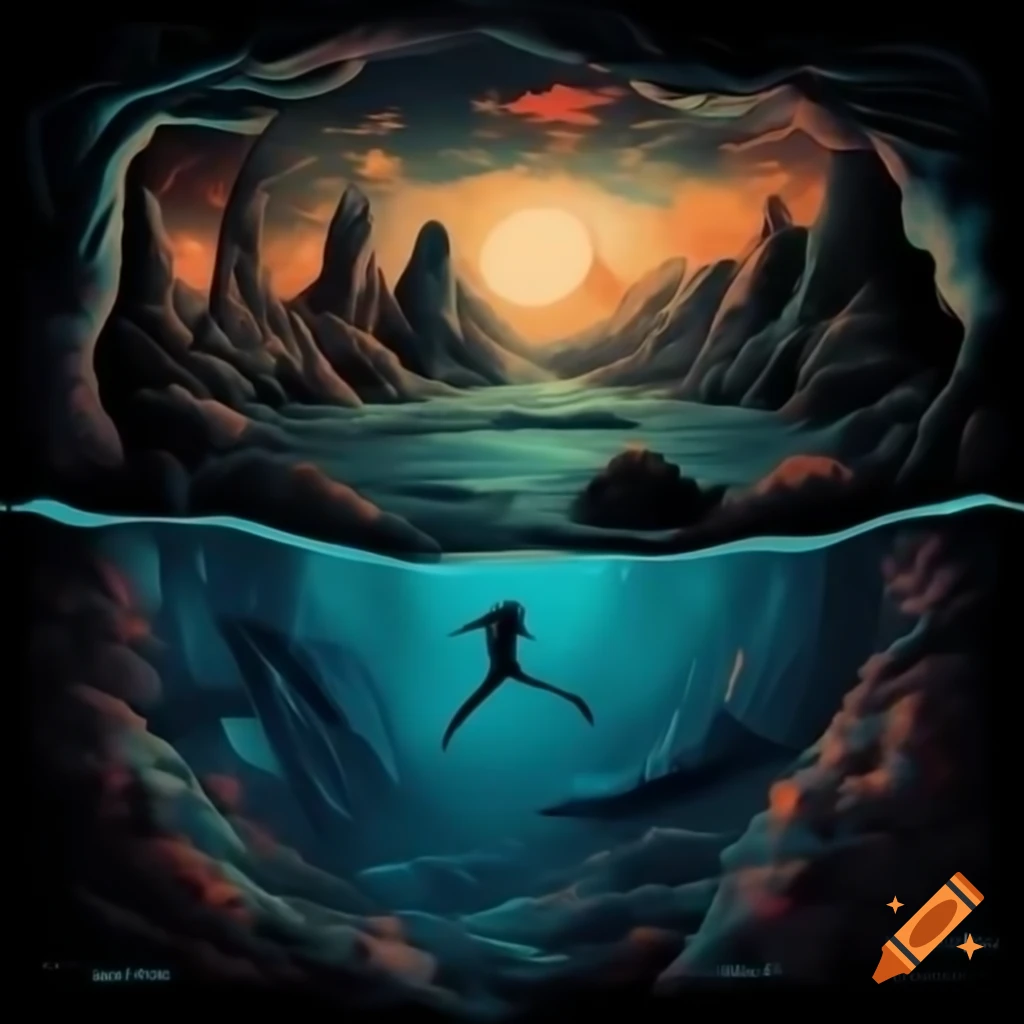 Surreal album cover featuring abstract landscapes and dream-like textures