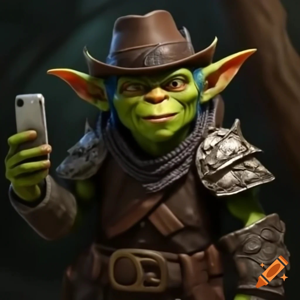 Goblin cowboy taking a selfie