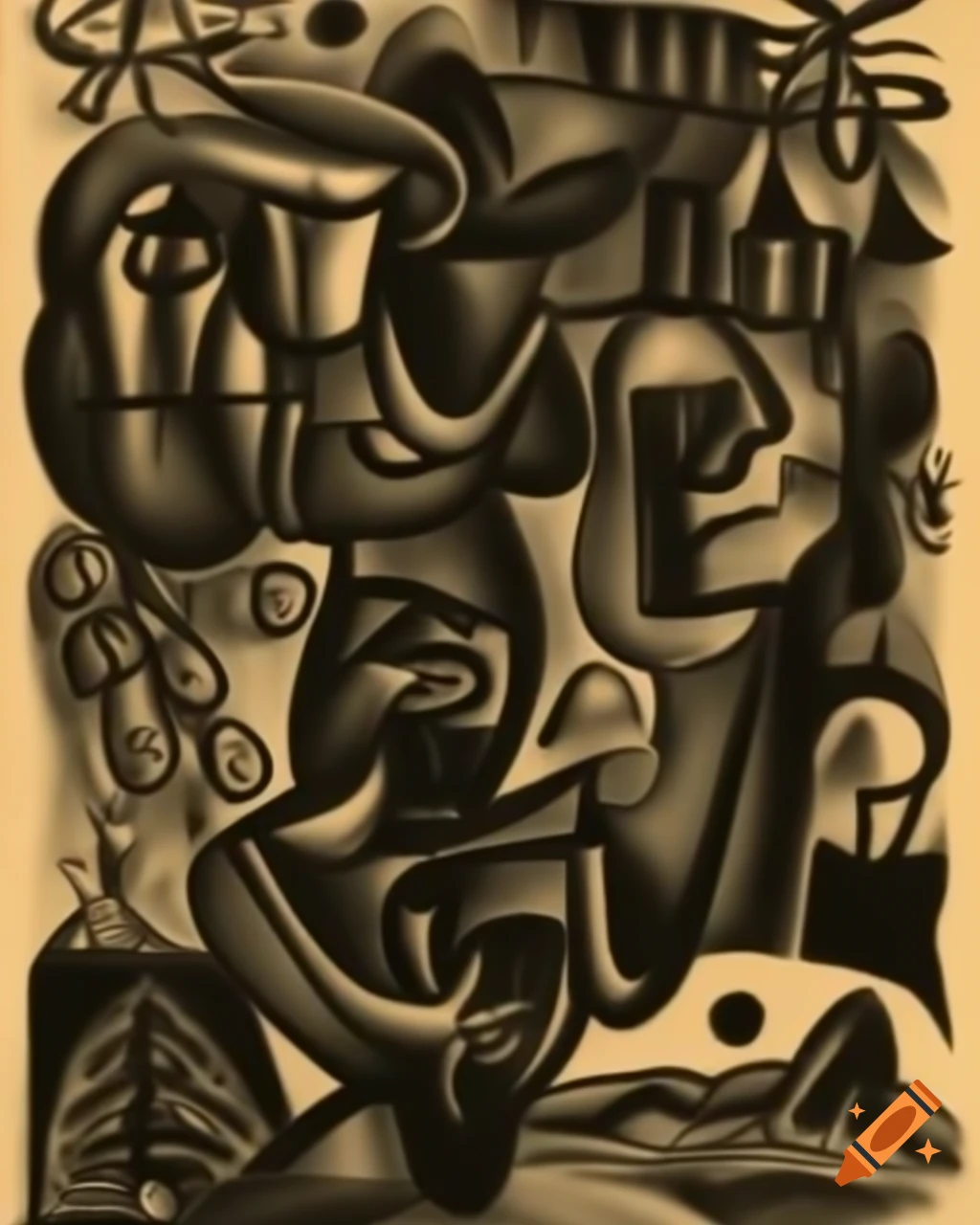 Darkly whimsical Cubist landscapes inspired by Ernst and Klee, challenging interpretations