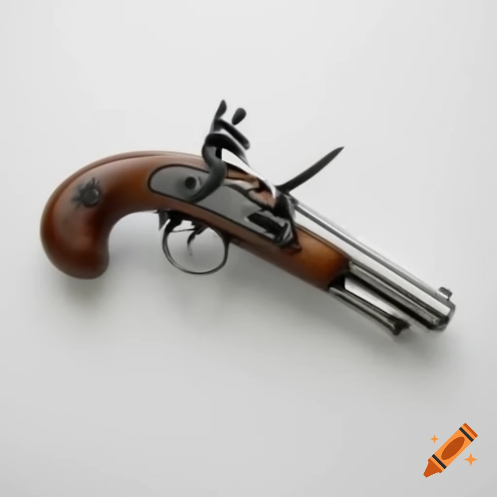 Flintlock pistol on white background