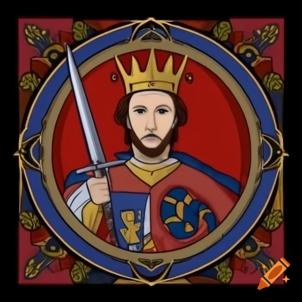 Drawing of a king from a medieval manuscript