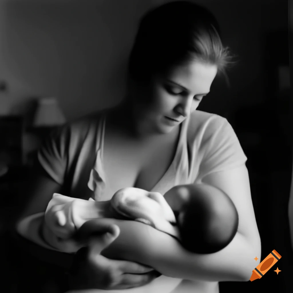 Mother holding newborn baby in cozy home setting