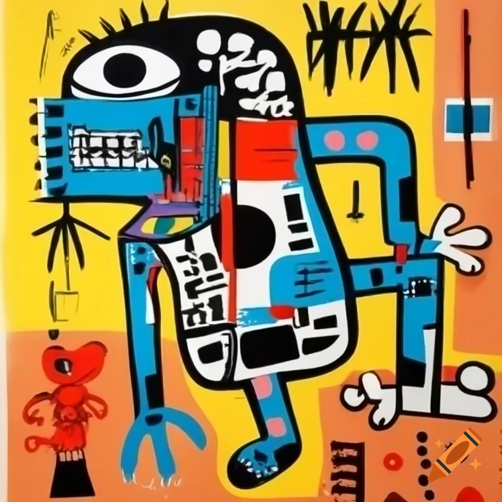 Sarcastic creatures in Jean-Michel Basquiat painting style