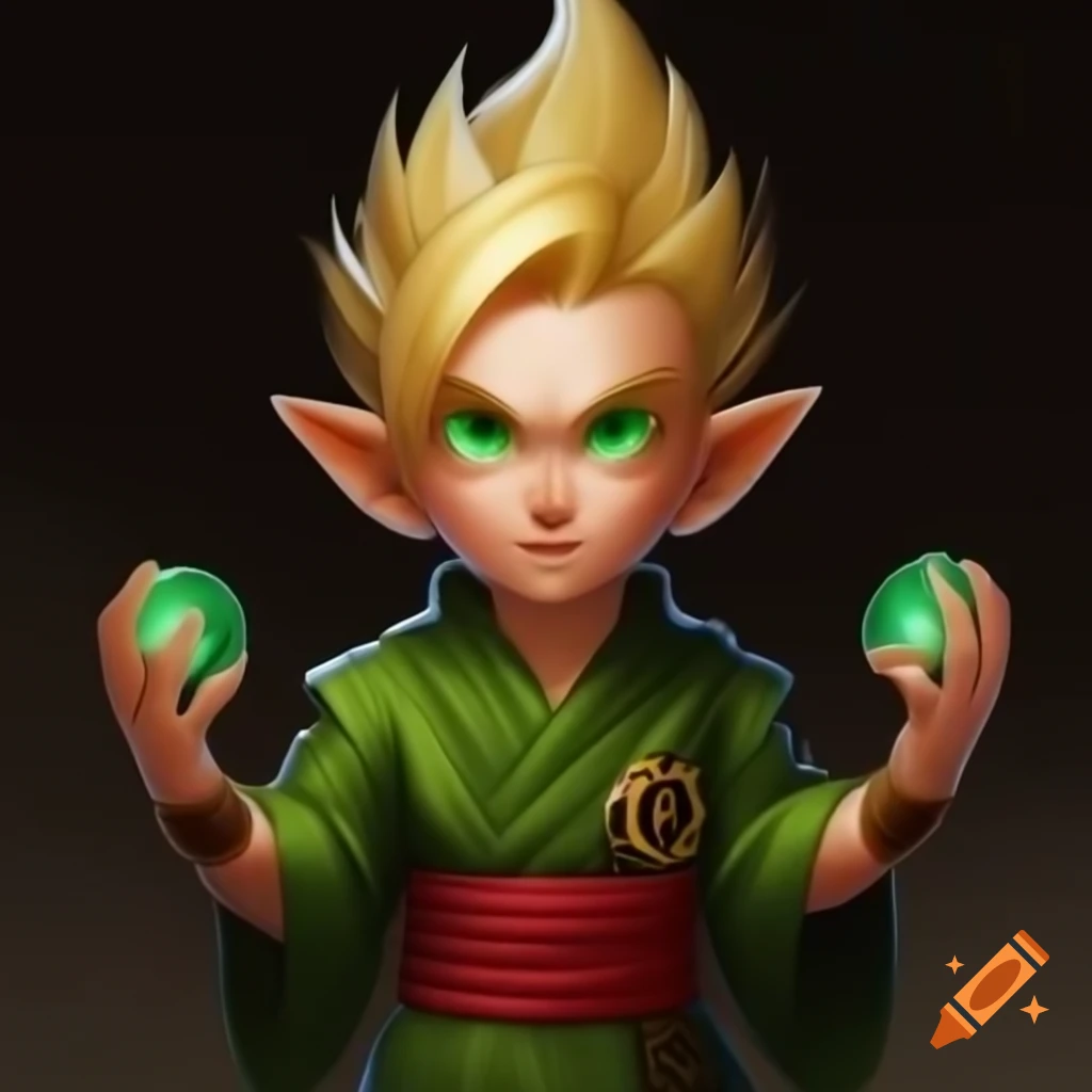 Young Gnome Monk Martial Artist In Dragon Ball Z Style With Blonde 