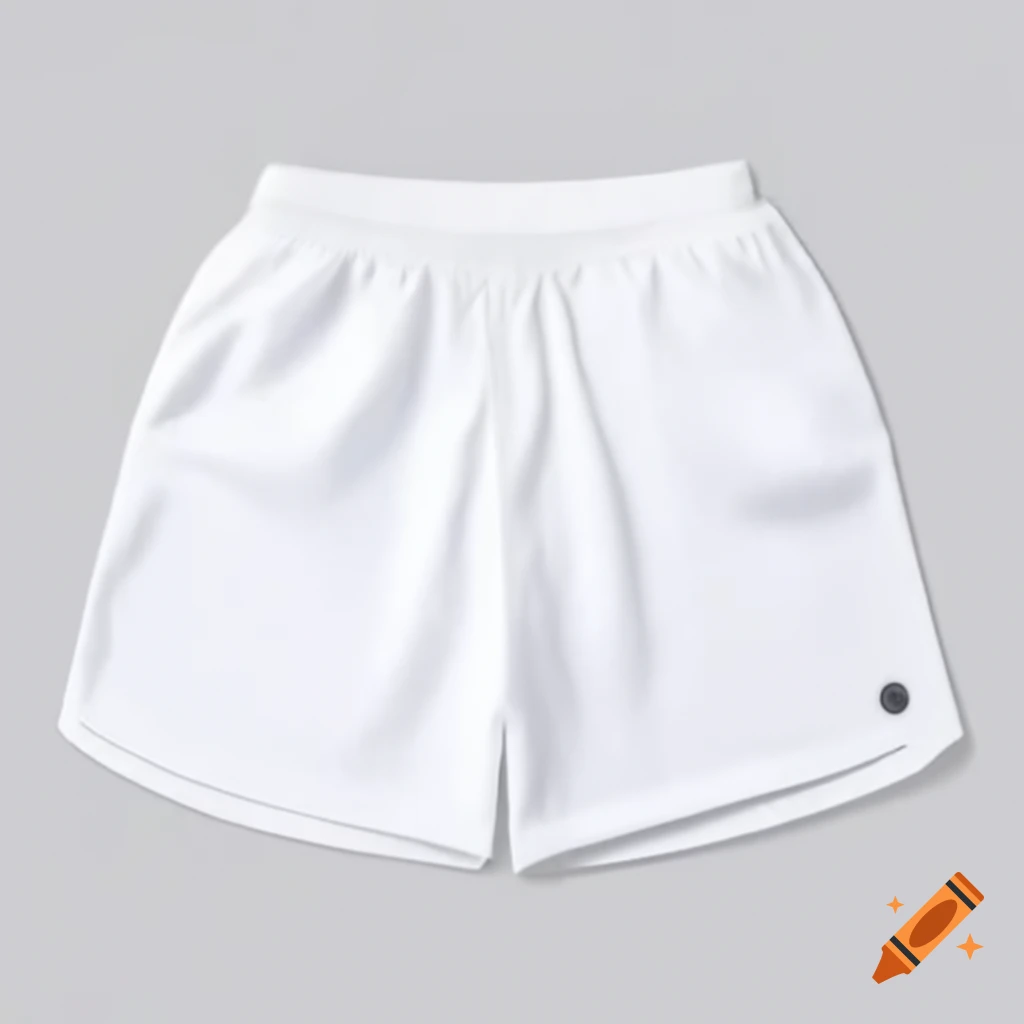 Realistic white nylon sports shorts with pockets made of breathable material