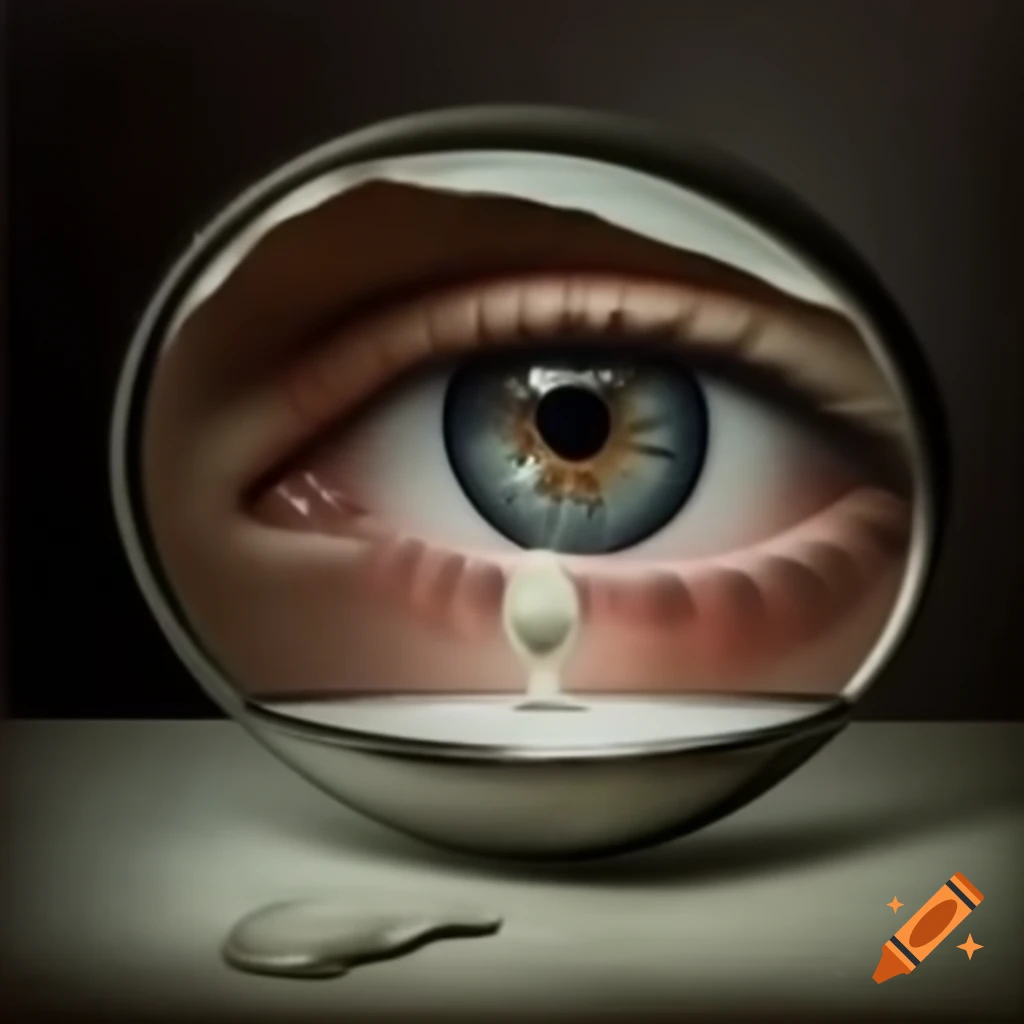Surreal artwork of human eye reflecting in mirror