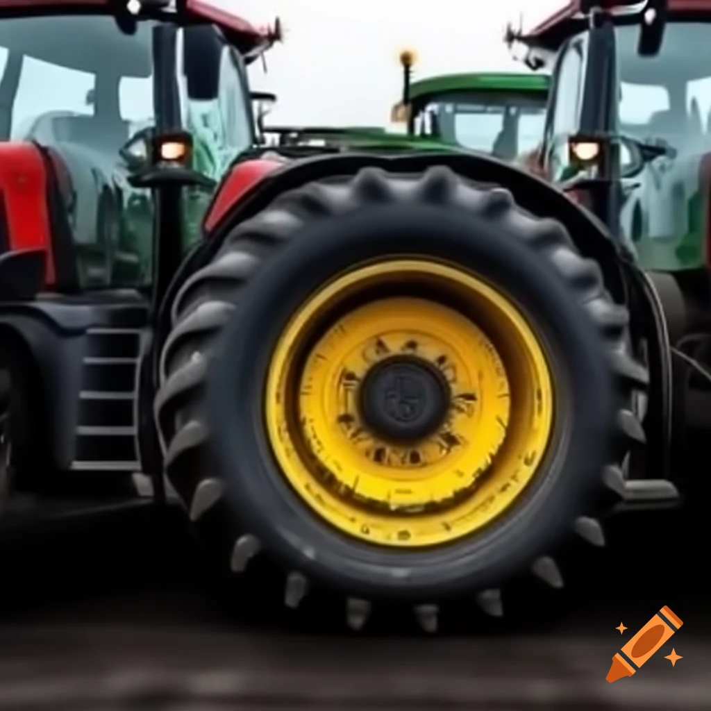 Tractor tire and rim decorated in a festive Christmas scene