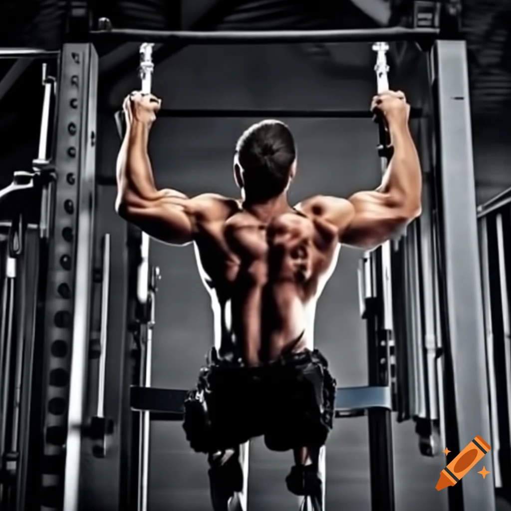 Man performing pull-up exercise