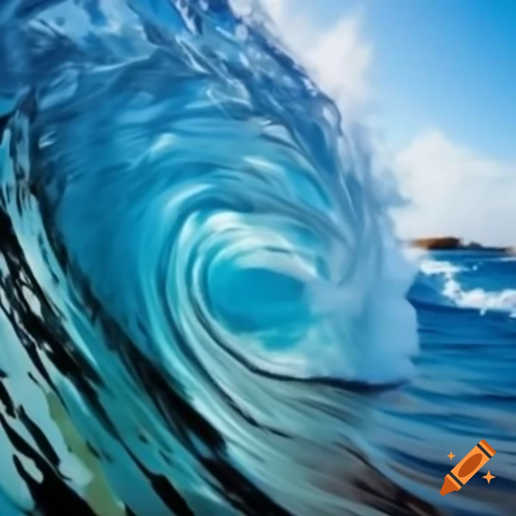 Highly detailed transparent blue ocean wave