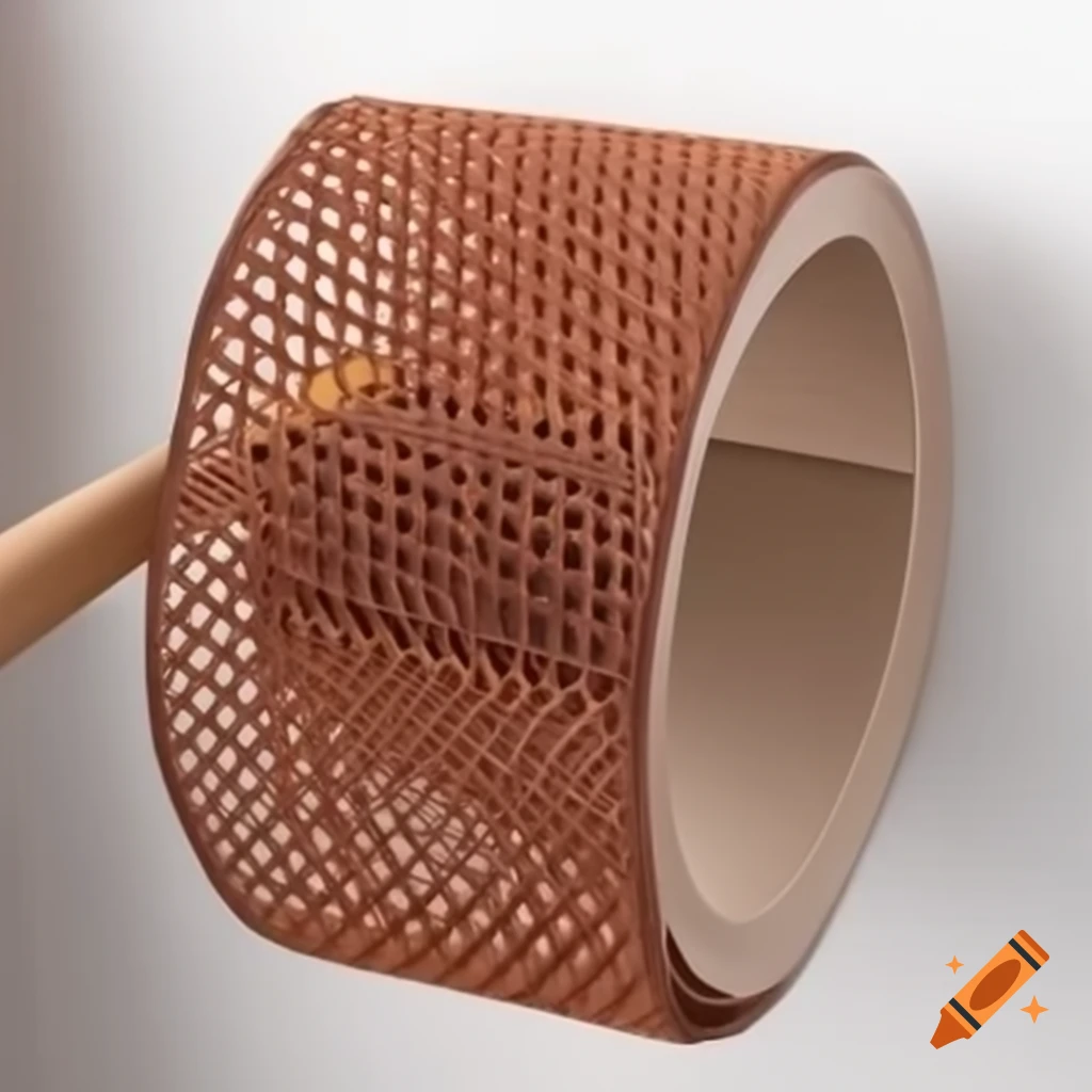 Bathroom featuring roll of rusted steel mesh in toilet paper shape