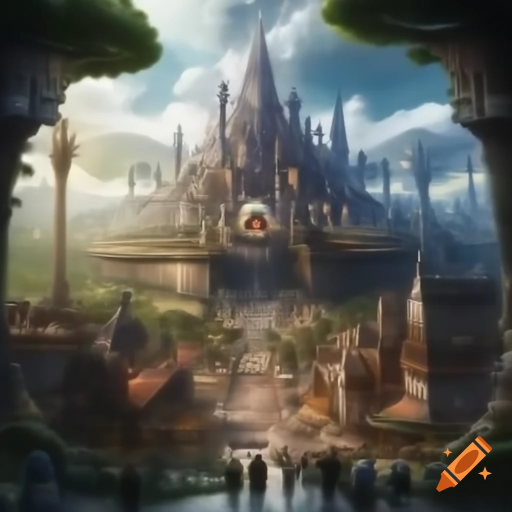 Giant fantasy city with imaginative architecture