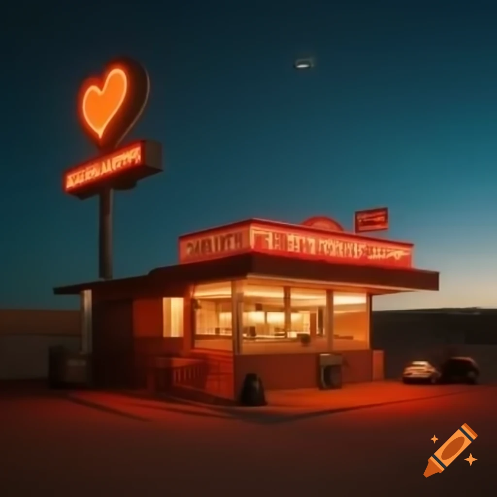 Classic American Diner In Desert With Road And Cars 2 Point classic-american-diner-in-desert-with-road-and-cars-2-point
