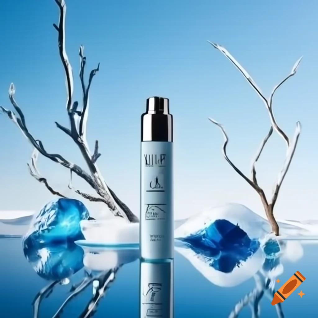 Elegant modern herbal inhaler with luxurious icy blue and silver packaging