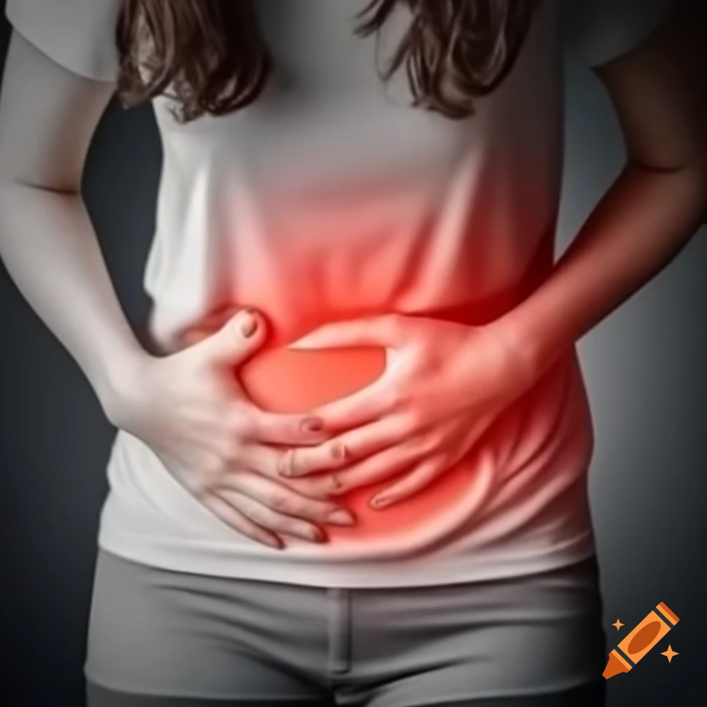 Woman experiencing colic pain holding her stomach