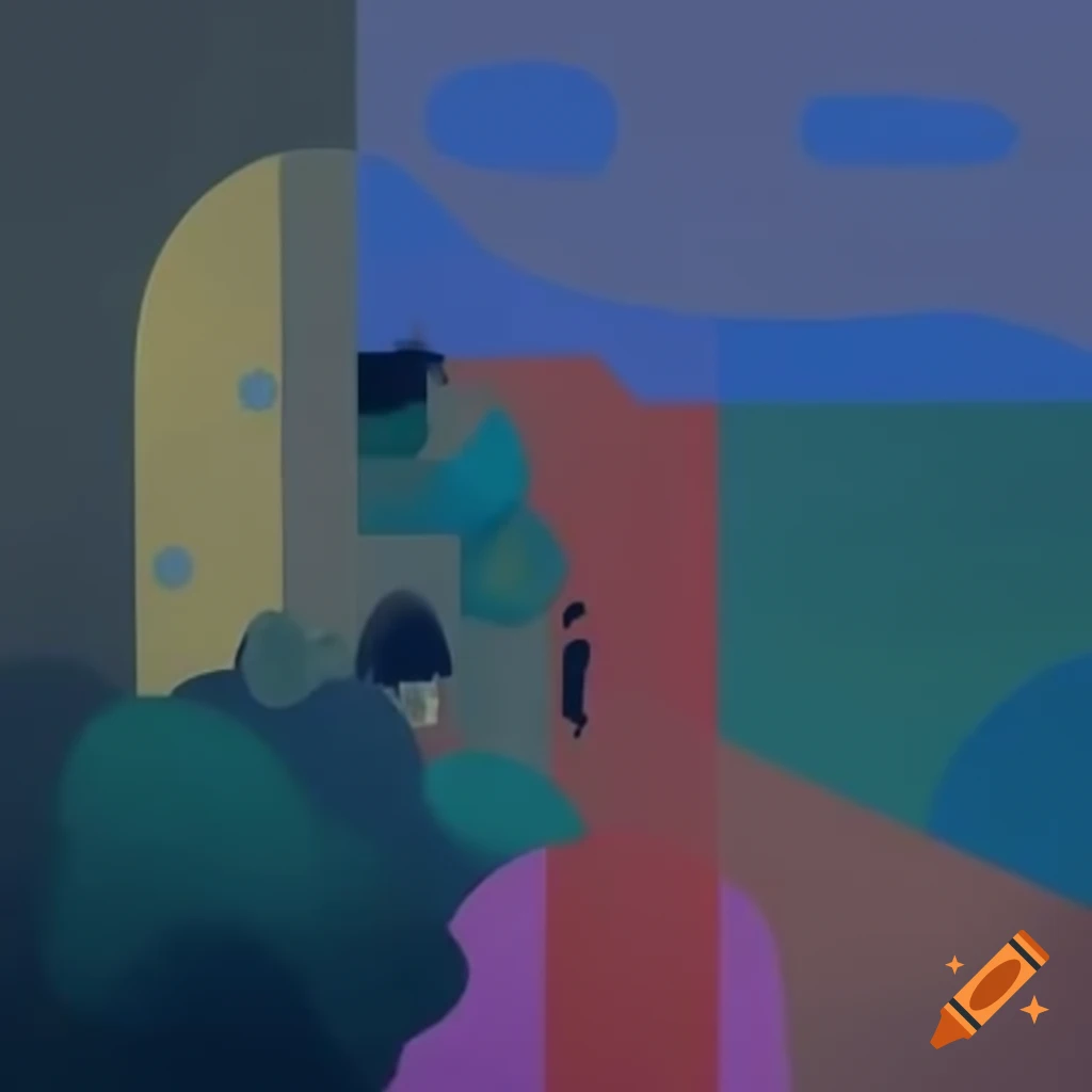 Surrealist abstract scene inspired by Belmer