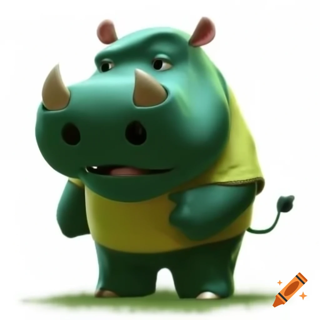 Dark green hipporinho mascot character