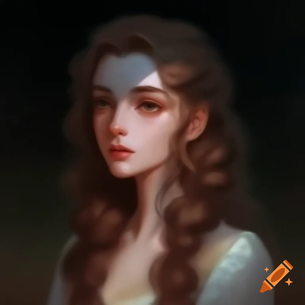 Young woman with pale skin and dark brown hair showcasing delicate