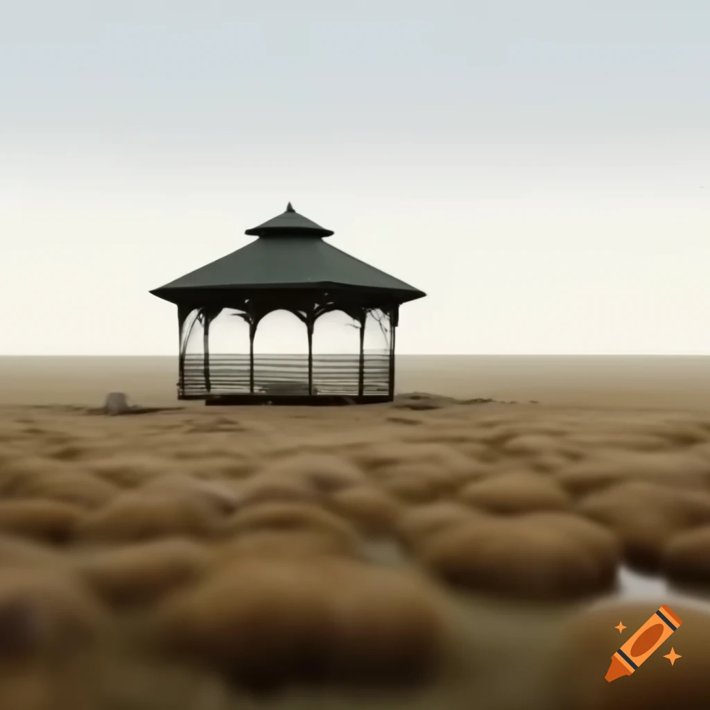 Gazebo resembling wildlife animal in prairie grasslands