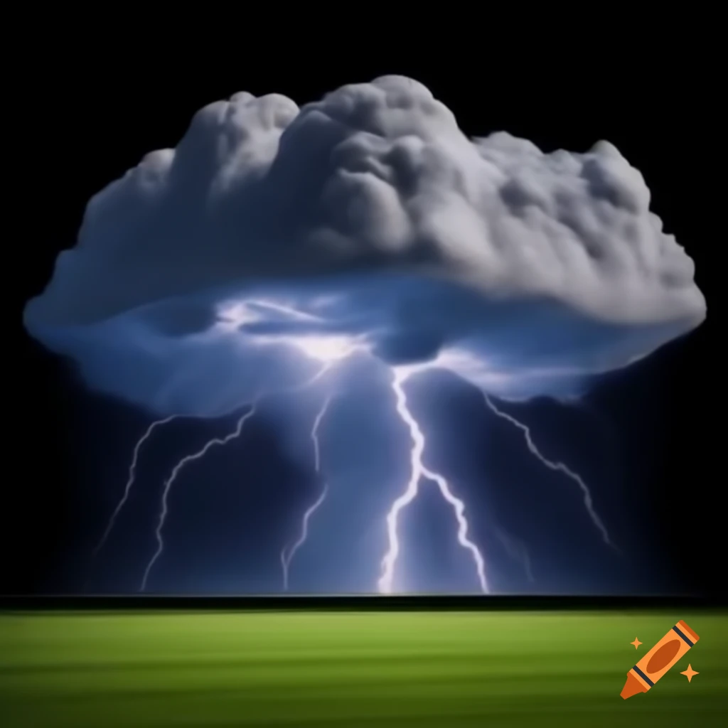 Realistic dark lightning clouds on black background
