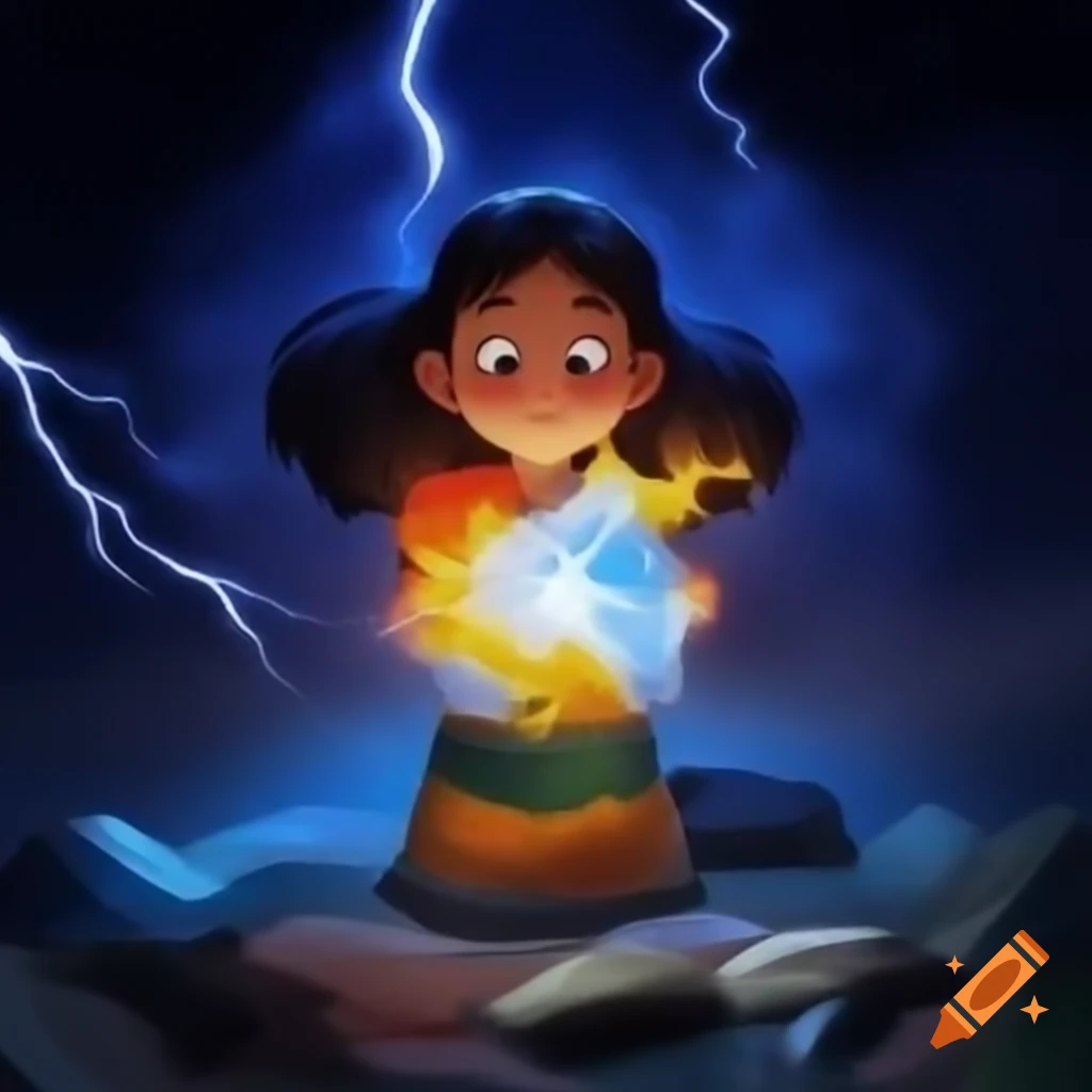 Symbolic representation of Cordillera idol harnessing lightning power in energy industry