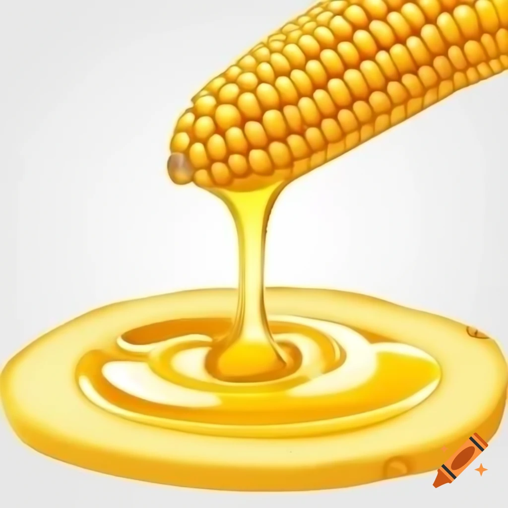 Corn oil dripping from corn kernel illustration