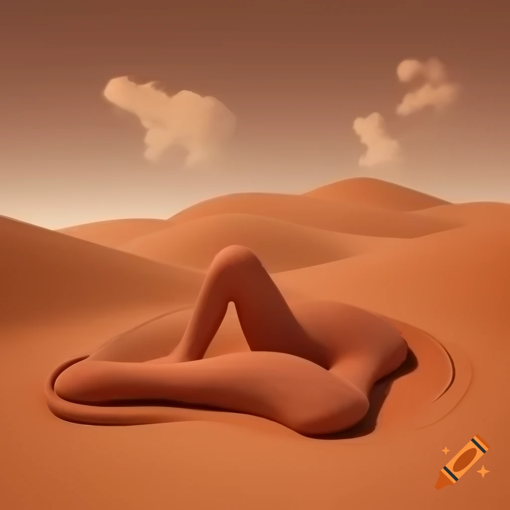 Surreal landscape resembling human body curves and shapes in warm earthy tones