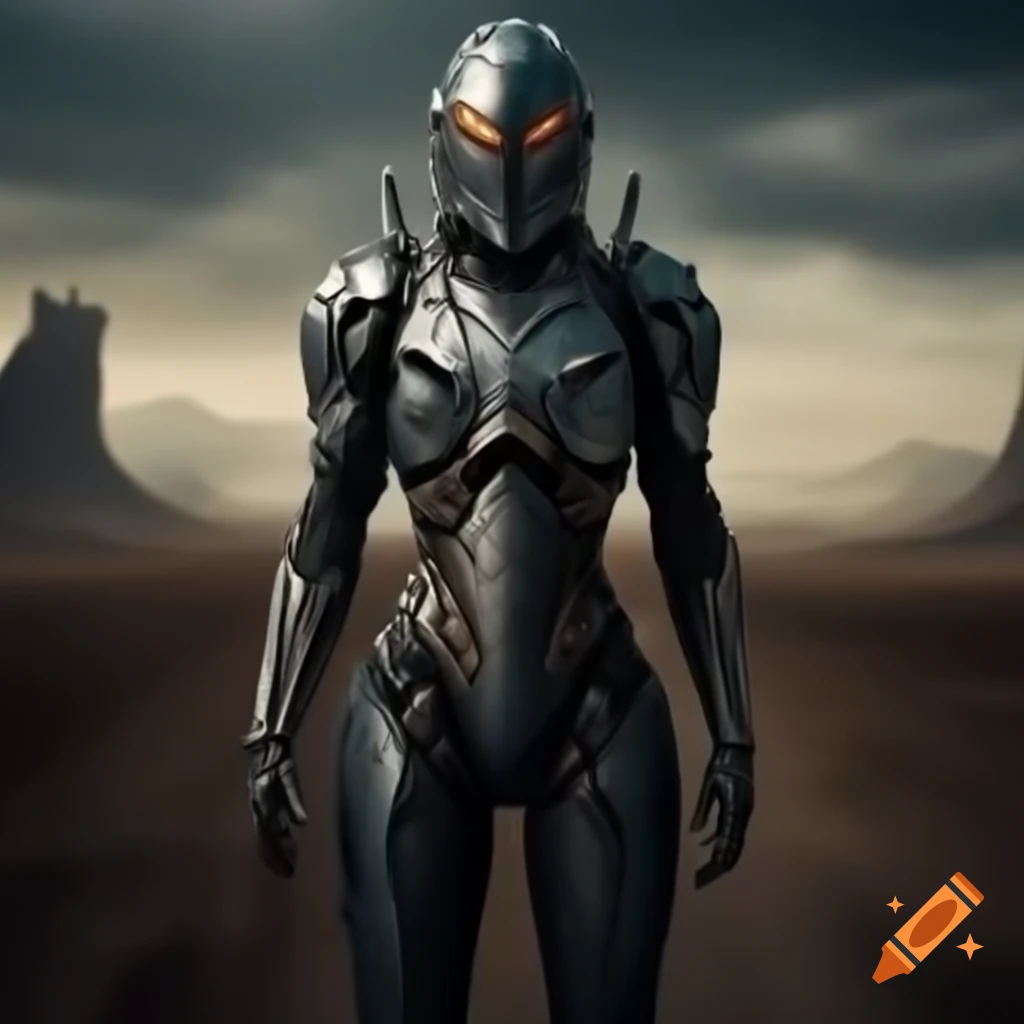 Futuristic knight in a wasteland setting