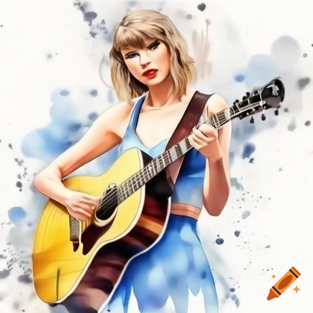 Watercolor of musician playing guitar