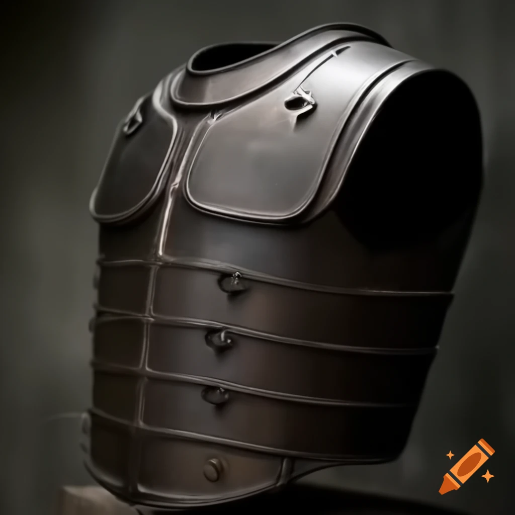 Iron chestplate against grey background