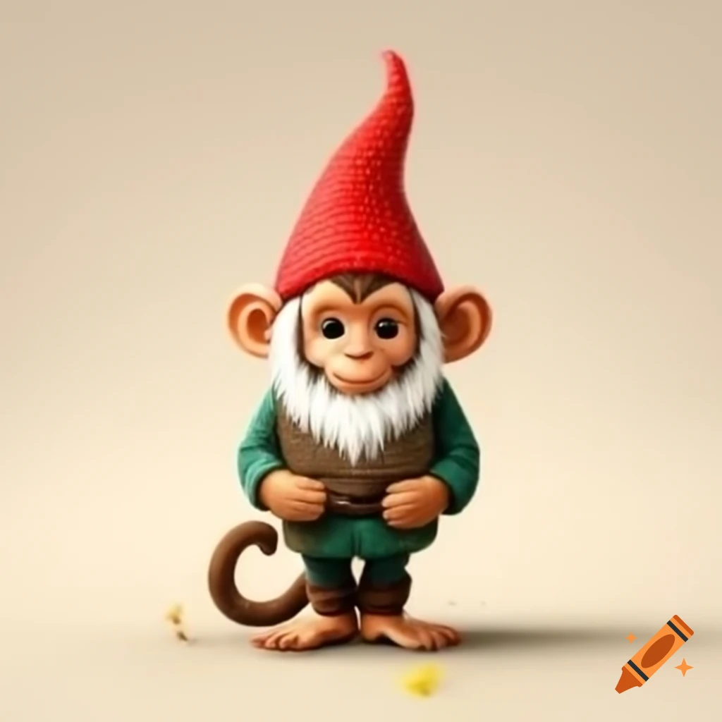 Whimsical monkey gnome figurine