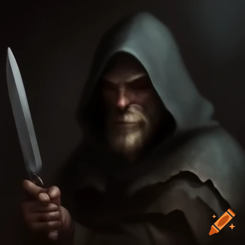 Dark medieval cultist holding a knife