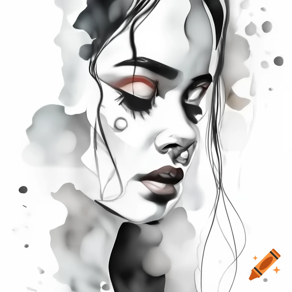 Black and white vector illustration of a woman