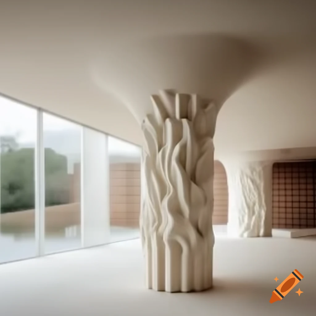 Architectural column with organic forms in Venturi style