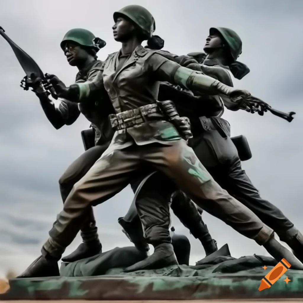 Bronze sculpture of Indian Army soldiers showcasing camaraderie and respect
